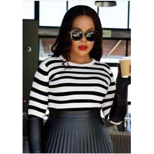 Long Sleeve Black and White Stripe Jersey