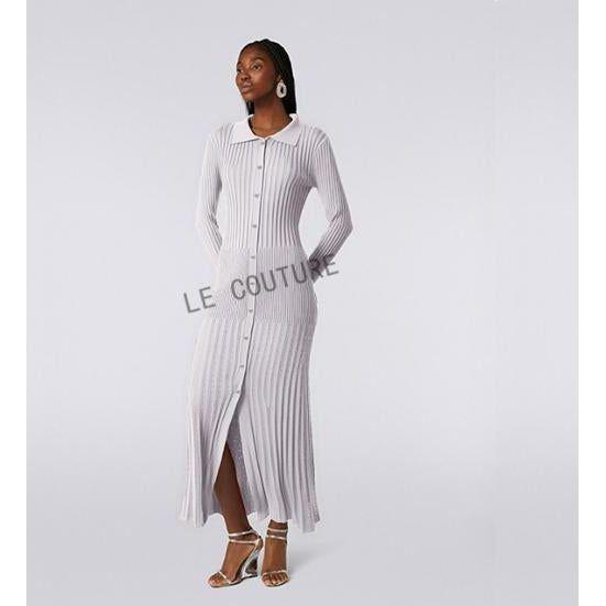 Ribbed Knit Button Front Sweater Dress