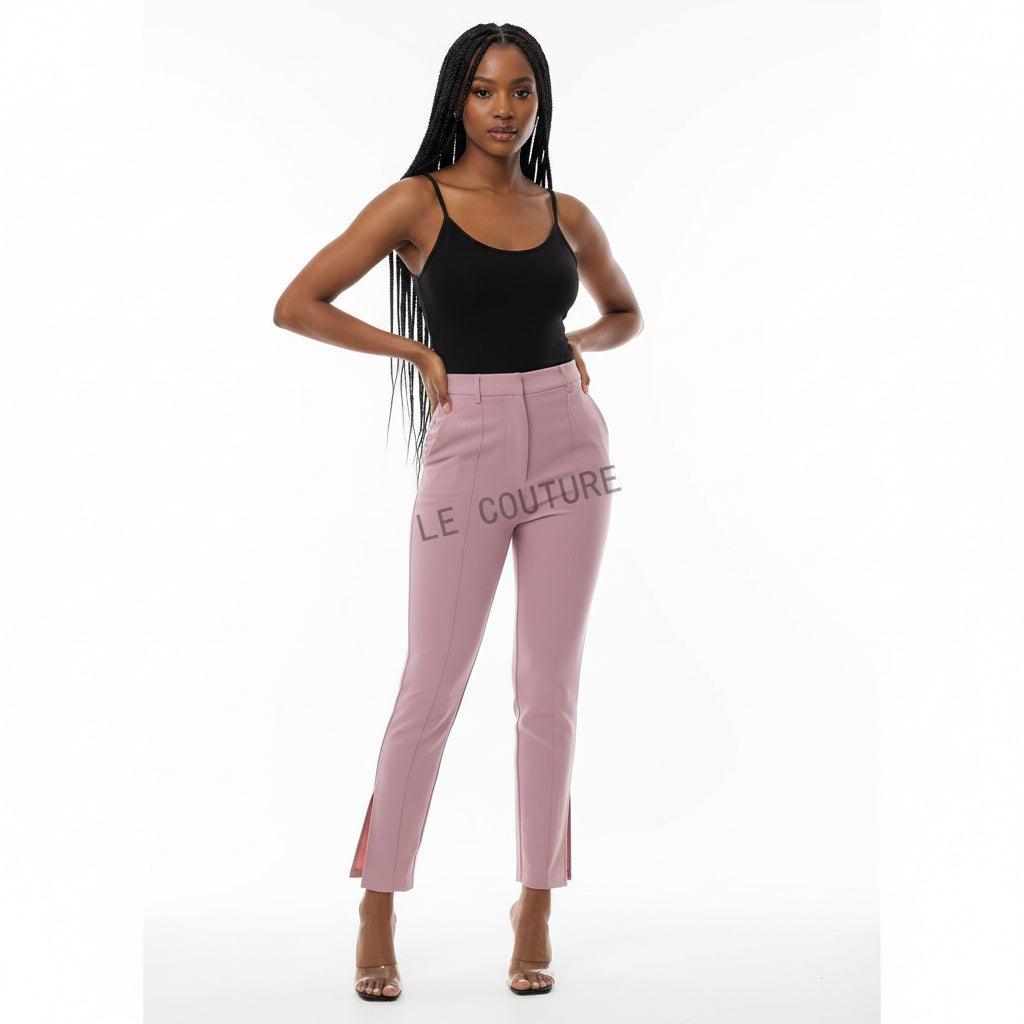 Elegant High Waist Cropped Work Pants