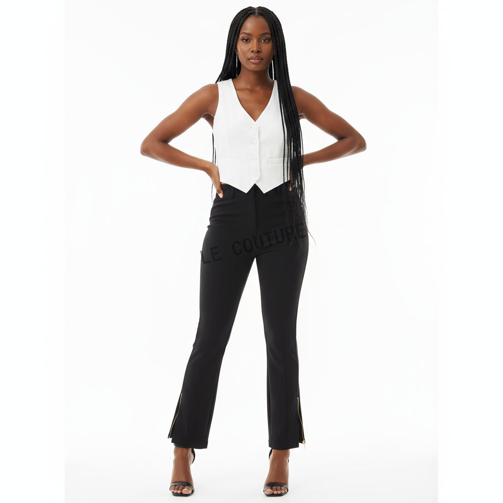 Elegant High Waist Cropped Work Pants