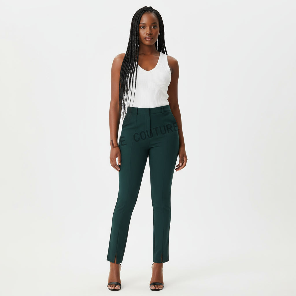 Elegant High Waist Cropped Work Pants