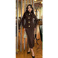 Big Bow Split Stand Collar Long Sleeve Midi Dress