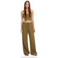Front Button Sleeveless Top & Pocketed Long Pants Set