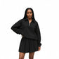 Half-zipped Drop Shoulder Top And Skirt Casual 2pcs Set