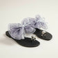 Bow Knot And Jewel-Encrusted Thumb Buckle Flat Slipper