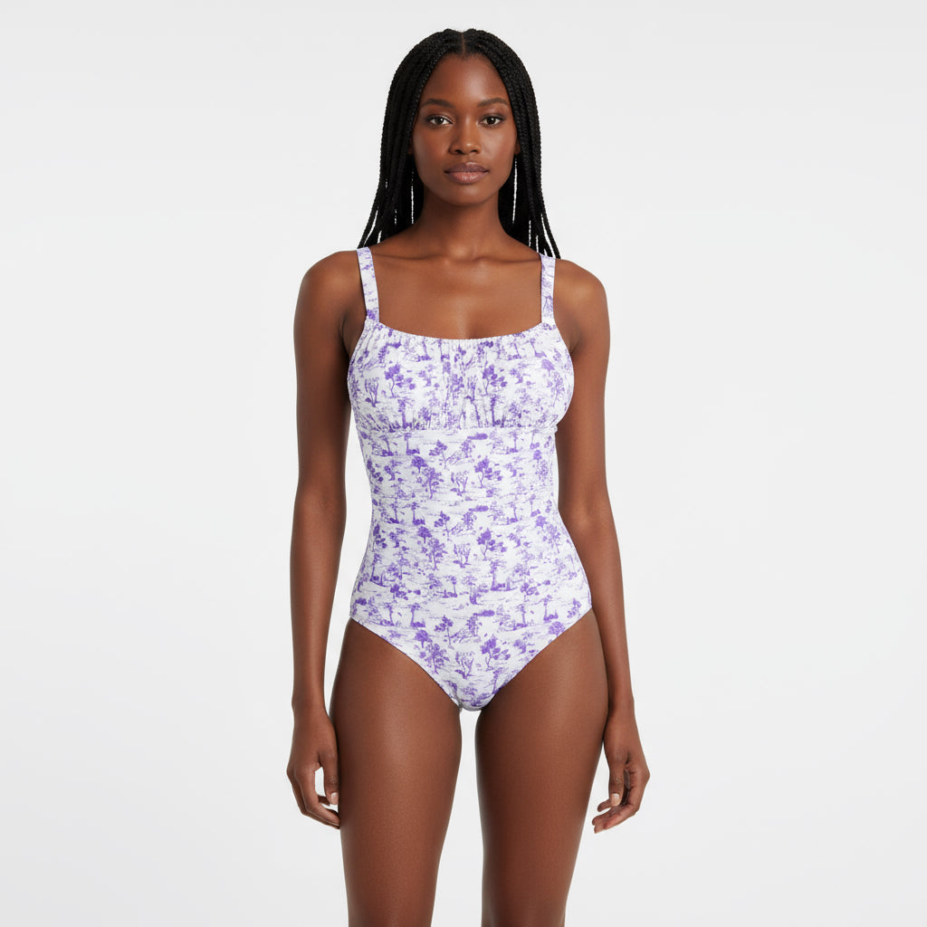 Coconut Tree Printed Strap Sexy Beach One Piece Swimsuit