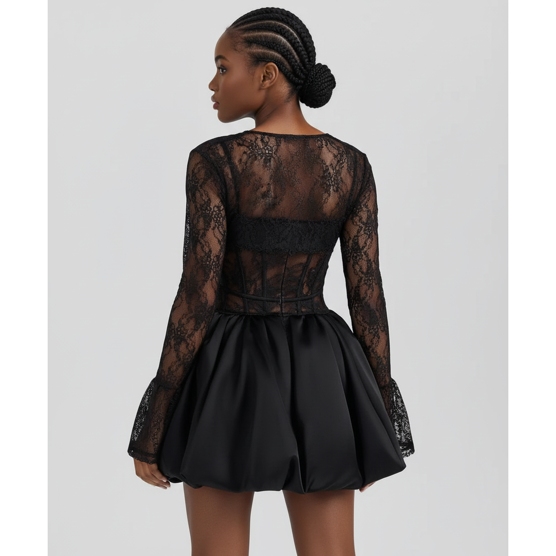 Lace Rushed A-Line Skirter Dress & Lingerie Set