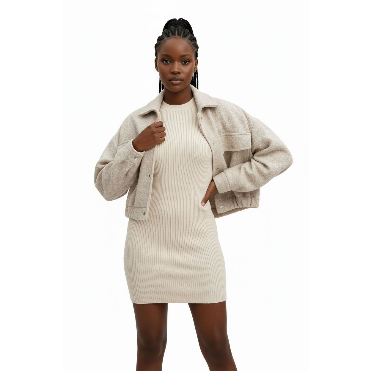 Cargo Long Sleeve Button Woolen Jacket