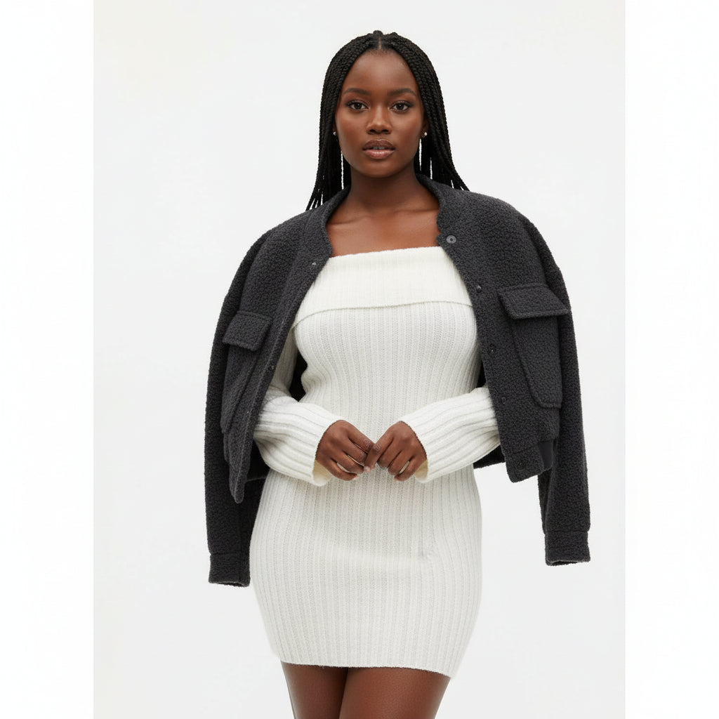 Cargo Long Sleeve Button Woolen Jacket