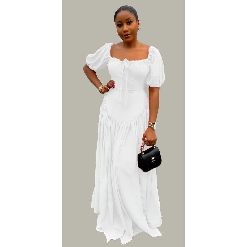 African Satin Dashiki Square Neck Maxi Dress