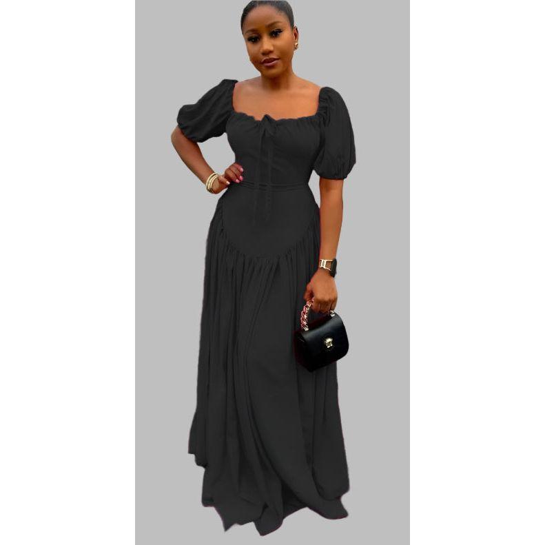 African Satin Dashiki Square Neck Maxi Dress