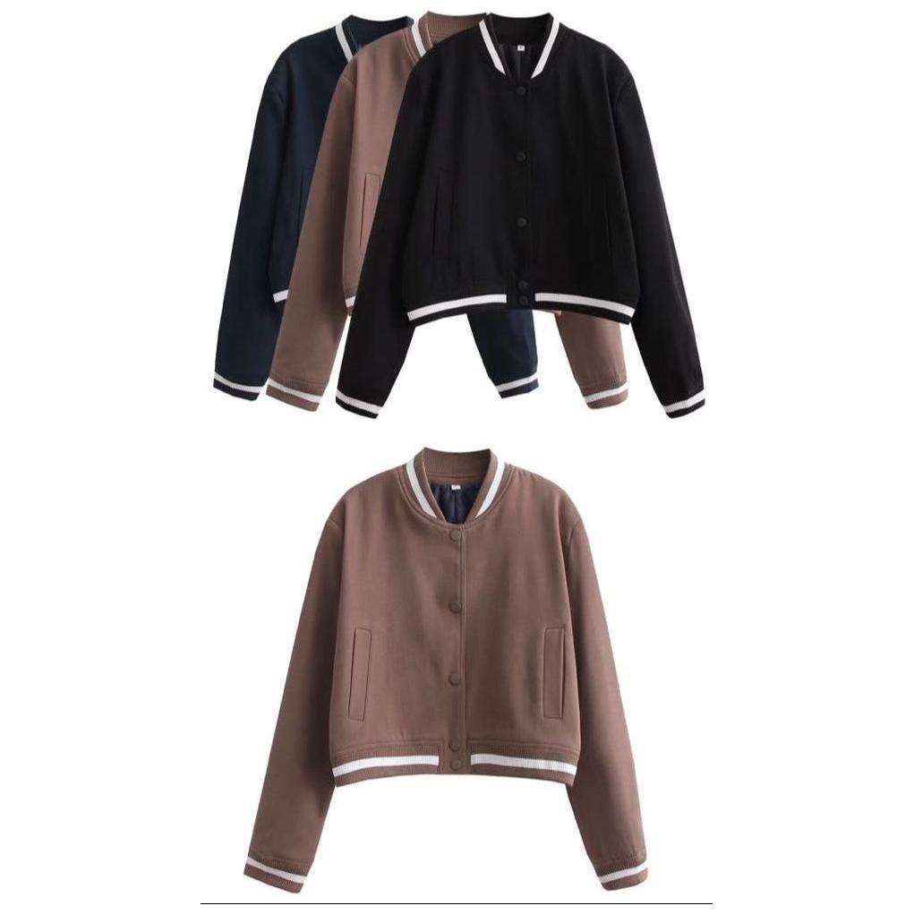 Baseball Stand Collar Short Jacket