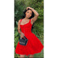 Solid Color Pleated Casual Spaghetti Strap Mini Dress