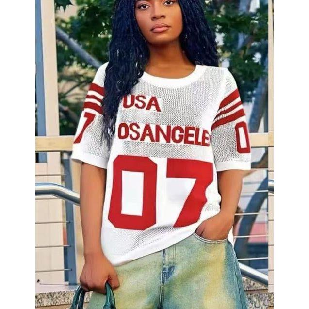 Number Print Drop Shoulder Sports Tee