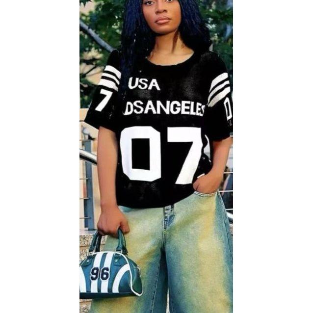 Number Print Drop Shoulder Sports Tee