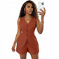 Button Front Vest Blazer & Shorts
