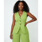 V-Neck Waist Tied Back Vest & Straight Leg Pants Suit