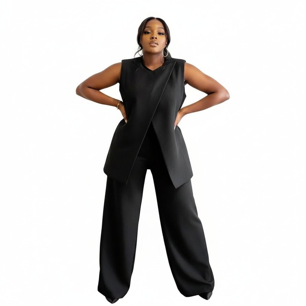 Sexy Sleeveless Top and Long Pants Two Piece Set.