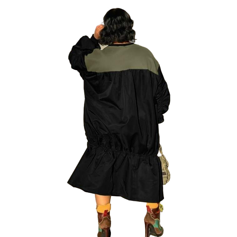 Plus Size Puffy Long Sleeves Midi Dress