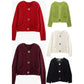 Knitted V-Neck Contrast Long Sleeve Cardigan