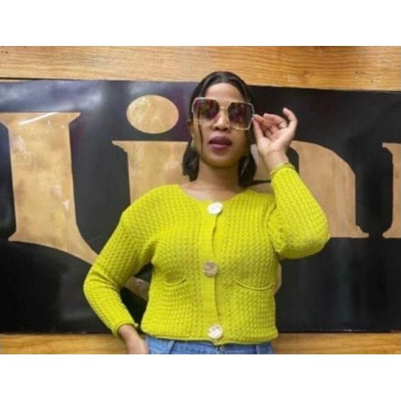 Knitted V-Neck Contrast Long Sleeve Cardigan