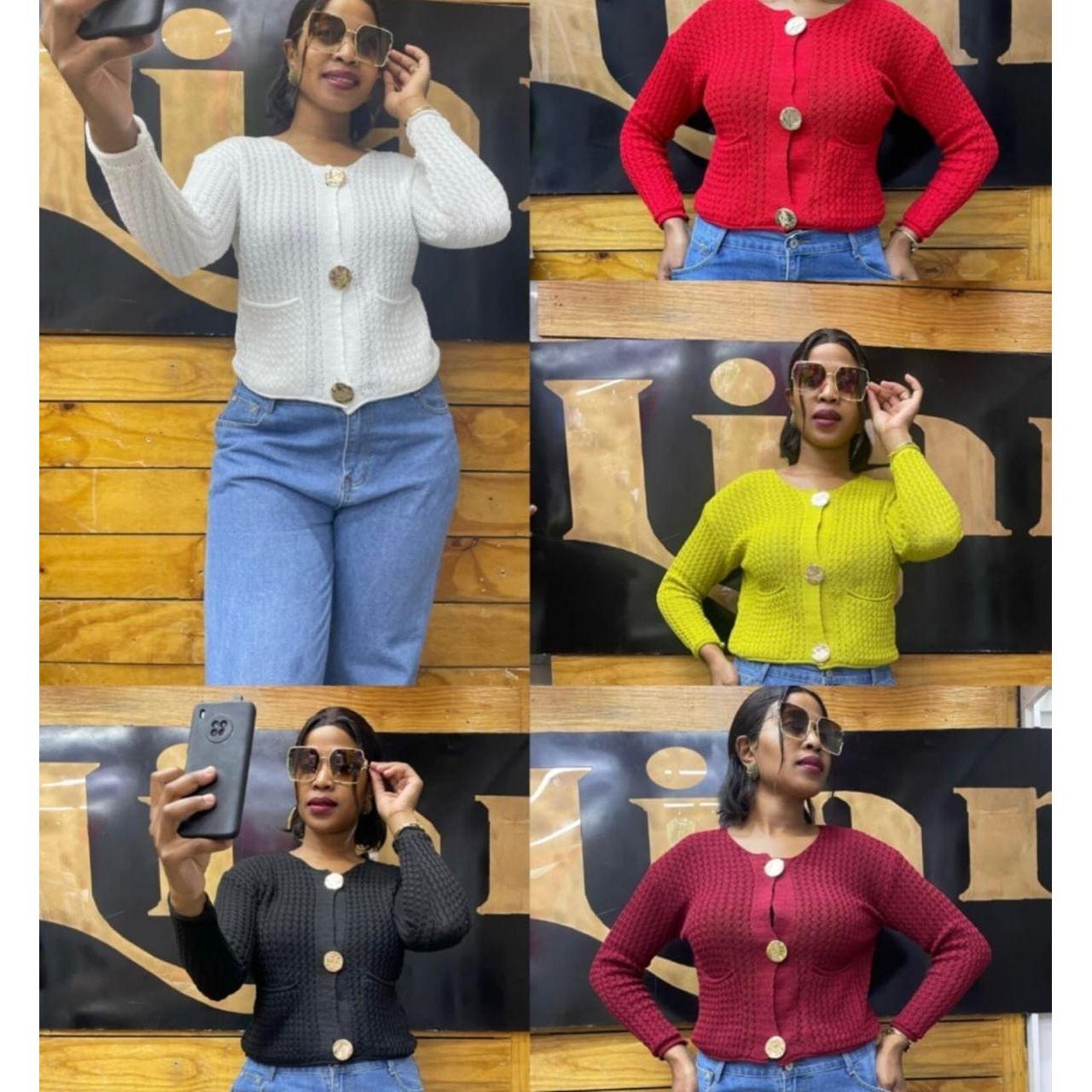 Knitted V-Neck Contrast Long Sleeve Cardigan