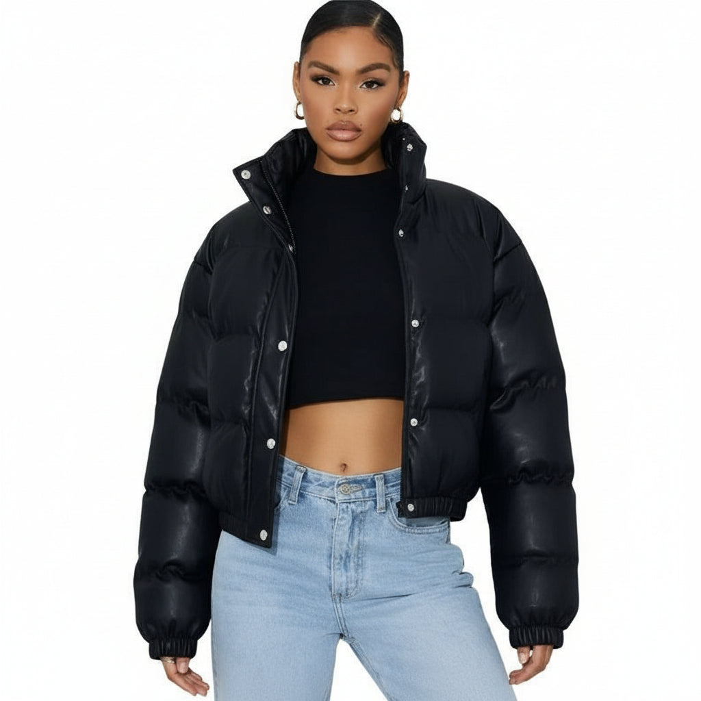 Faux Leather Padded Jacket