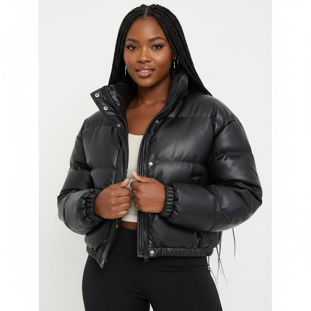 Faux Leather Padded Jacket