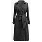 Denim Trench Belt On Waist Double-breasted Long Jackets