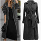 Denim Trench Belt On Waist Double-breasted Long Jackets