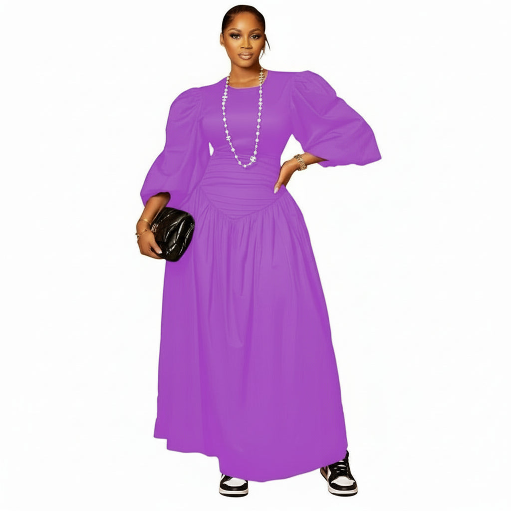 Puffy Buff Long Sleeves Maxi Dress