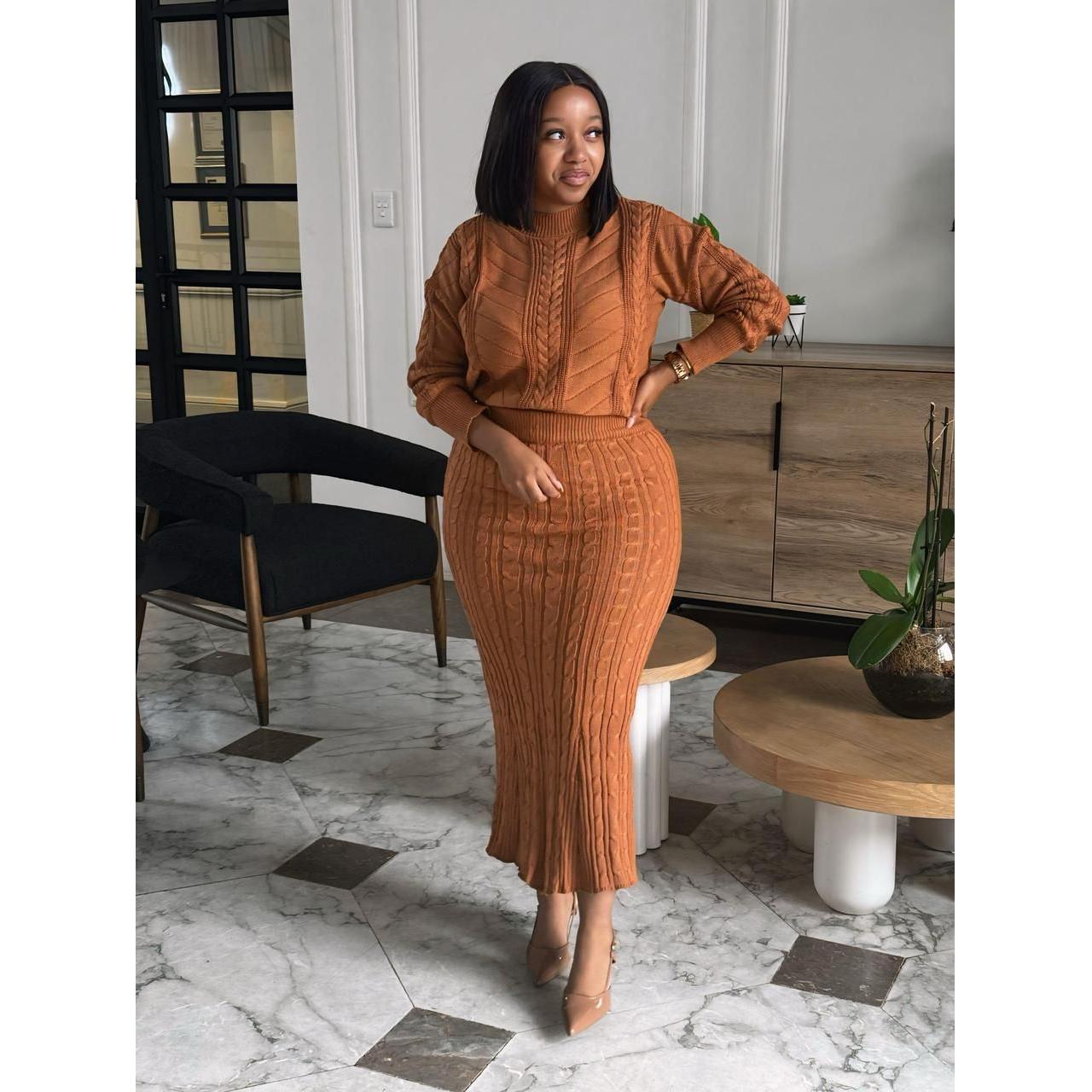 Knitted  Plain Print 2 pieces set