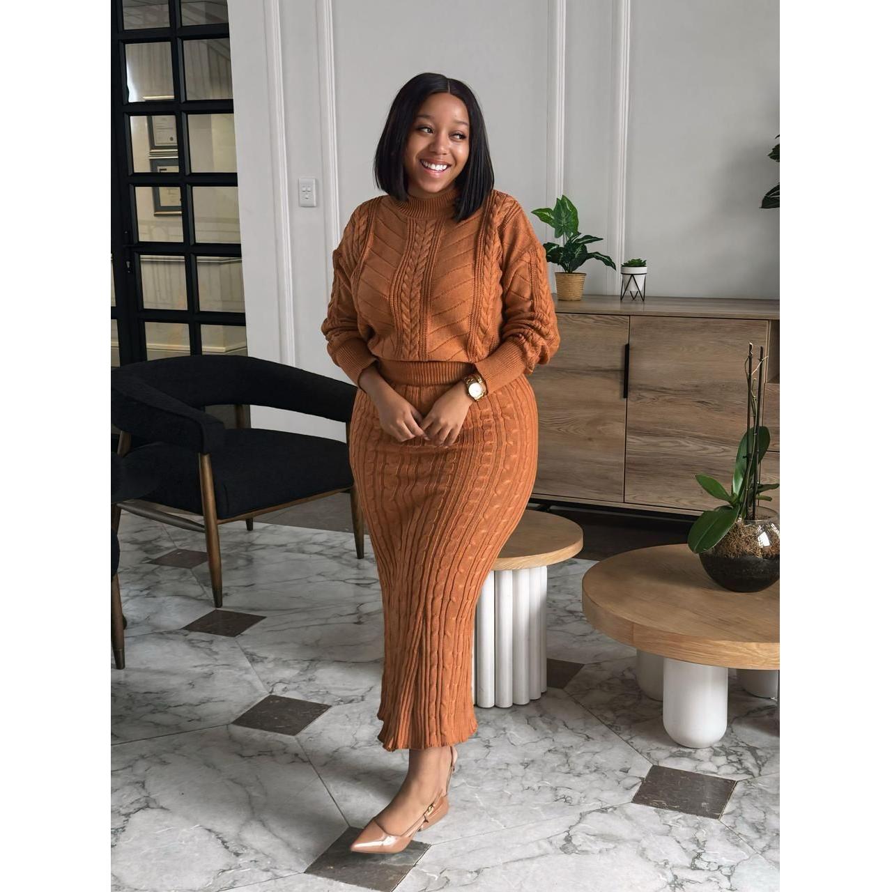 Knitted  Plain Print 2 pieces set