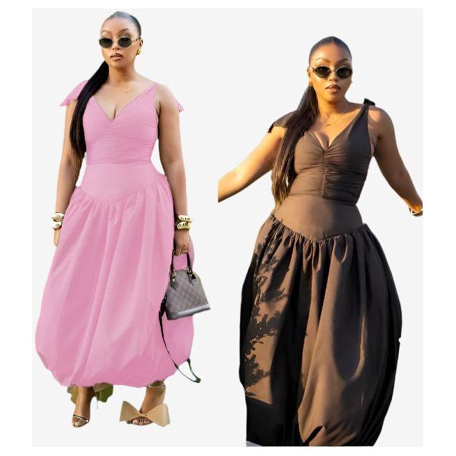 Spaghetti Strap Pleated Maxi Dress.