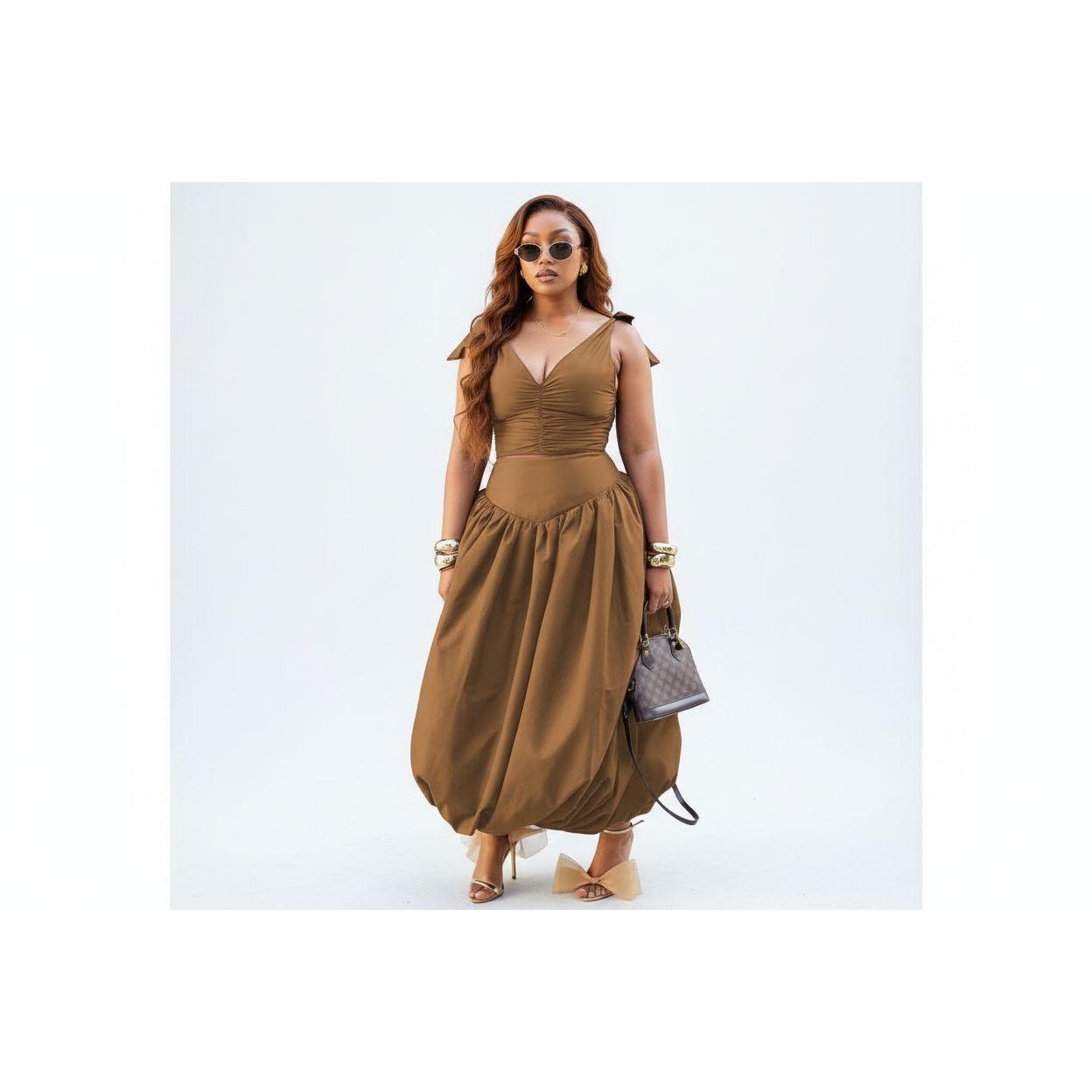 Spaghetti Strap Pleated Maxi Dress.