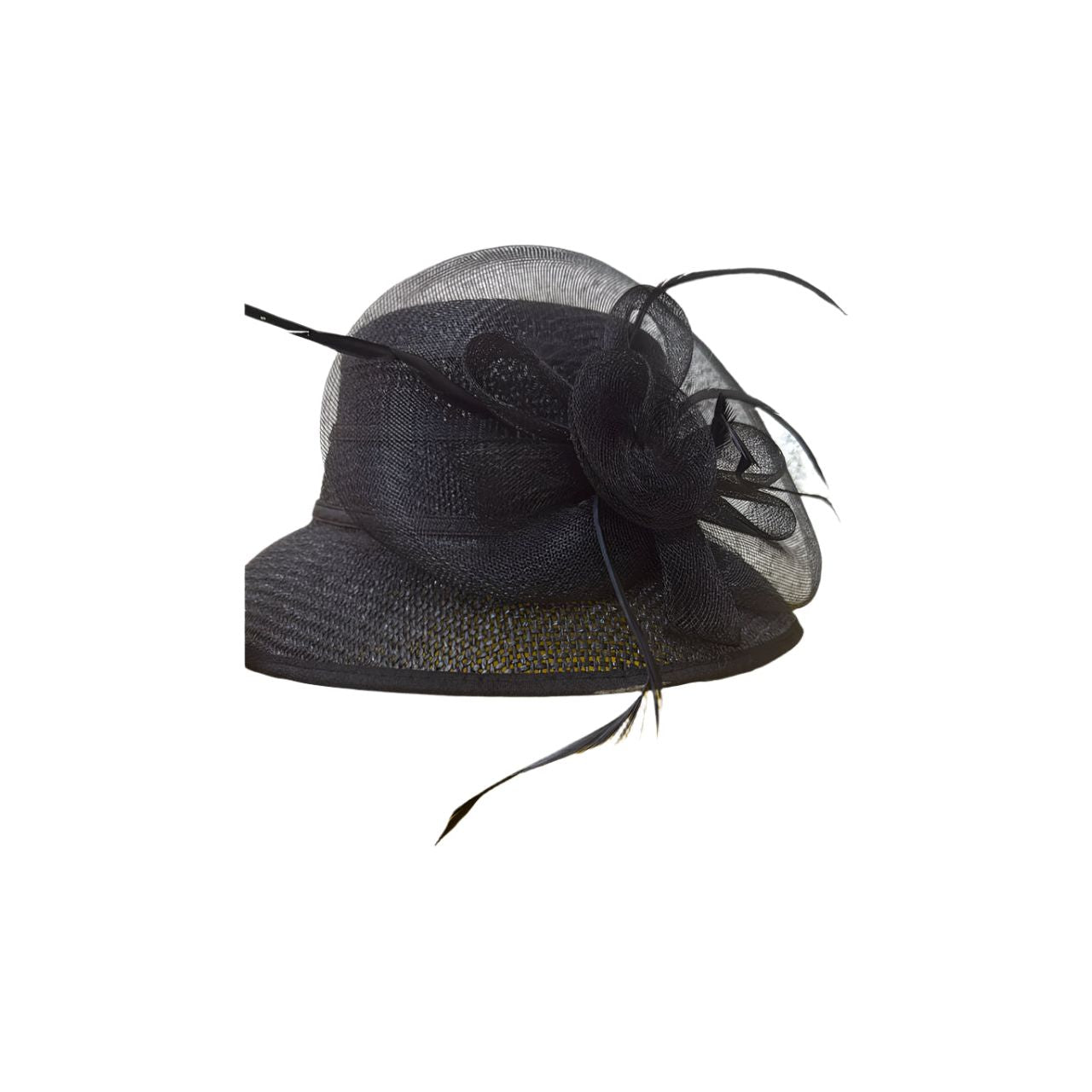 Elegant Beauty Black Side Flower Bow Perched hat
