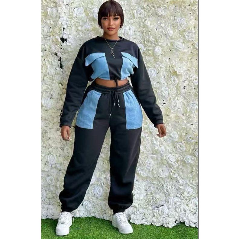 2 Piece Color block Jogger Drawstring Set