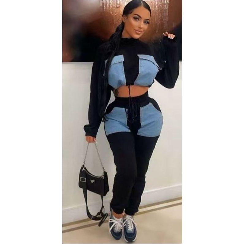 2 Piece Color block Jogger Drawstring Set