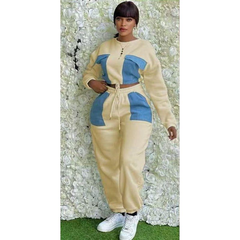2 Piece Color block Jogger Drawstring Set