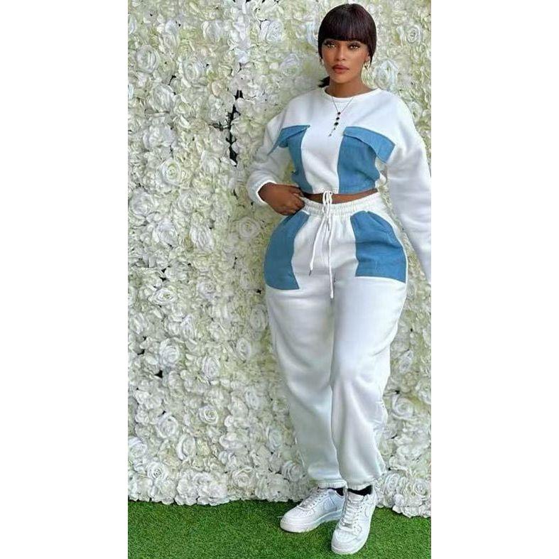2 Piece Color block Jogger Drawstring Set