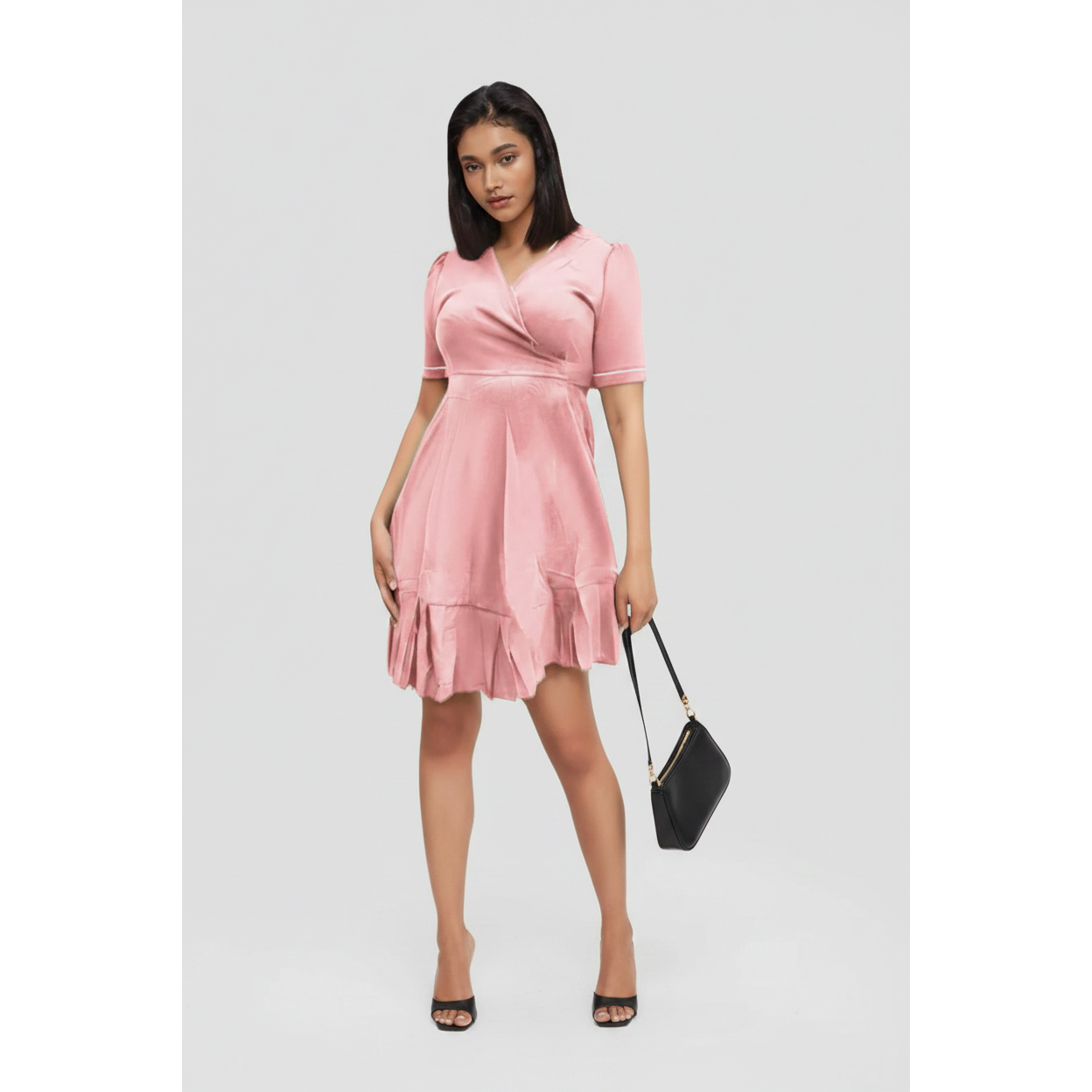 Short Sleeve Flittering Mini Dress
