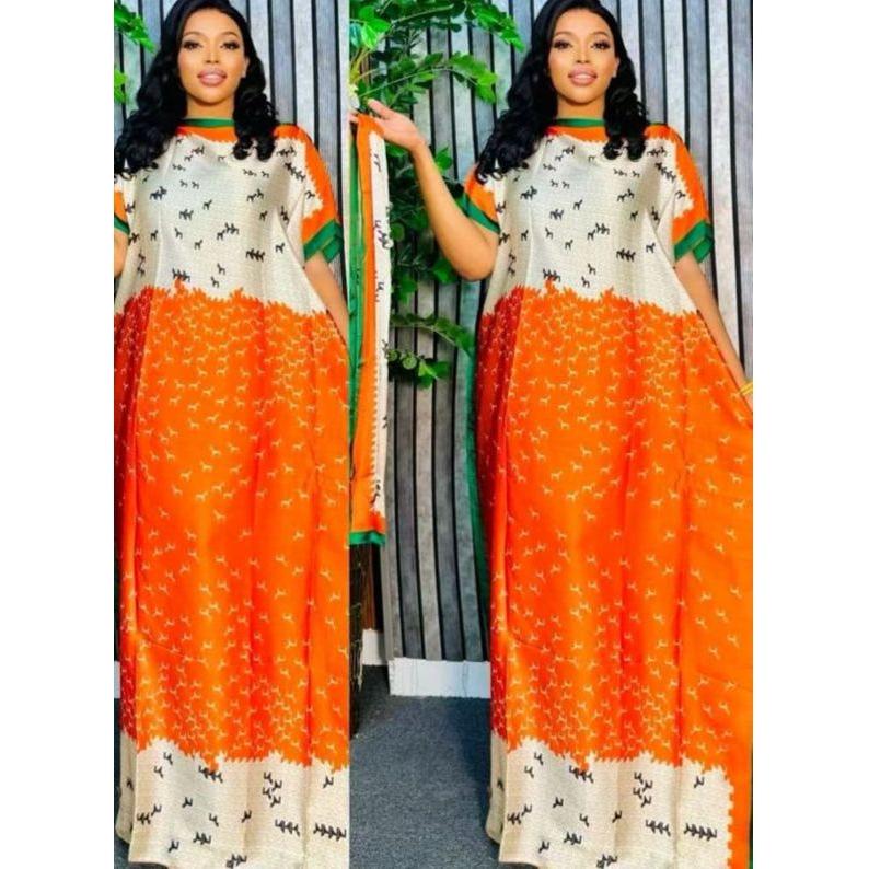 Boubou Printed Flower Loose Novelty Femme Robe