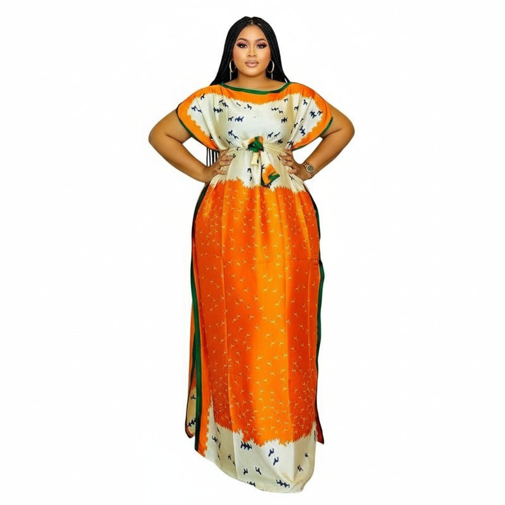 Boubou Printed Flower Loose Novelty Femme Robe