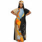 Mix-Color Kaftan African Dashiki Silk Soft Print Loose Dress