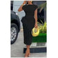 O-Neck Elegant Feather Patchwork Slim Fit Dress