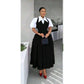 Bubble Sleeve Shirt Collar High Waist Slimming Dress