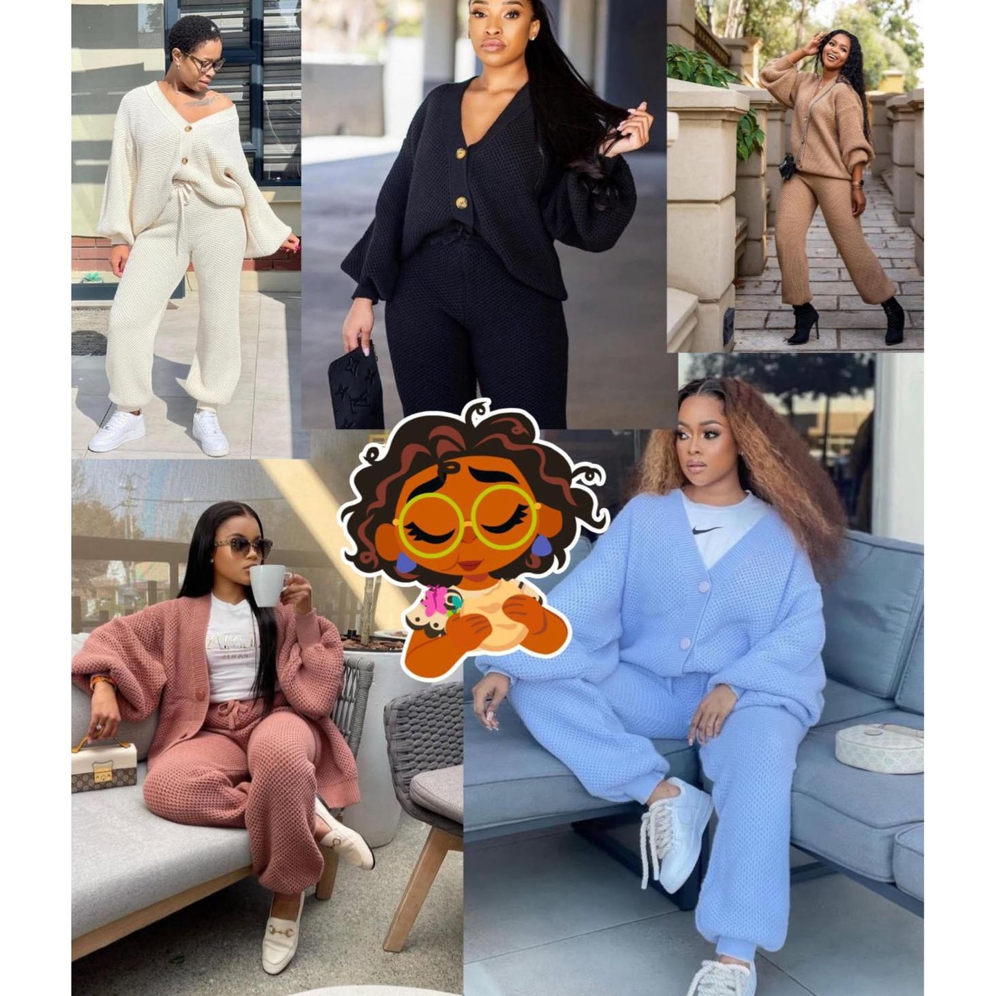 2 Piece Knitted Long Sleeved Cardigan  & Loose Pants