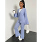 2 Piece Knitted Long Sleeved Cardigan  & Loose Pants
