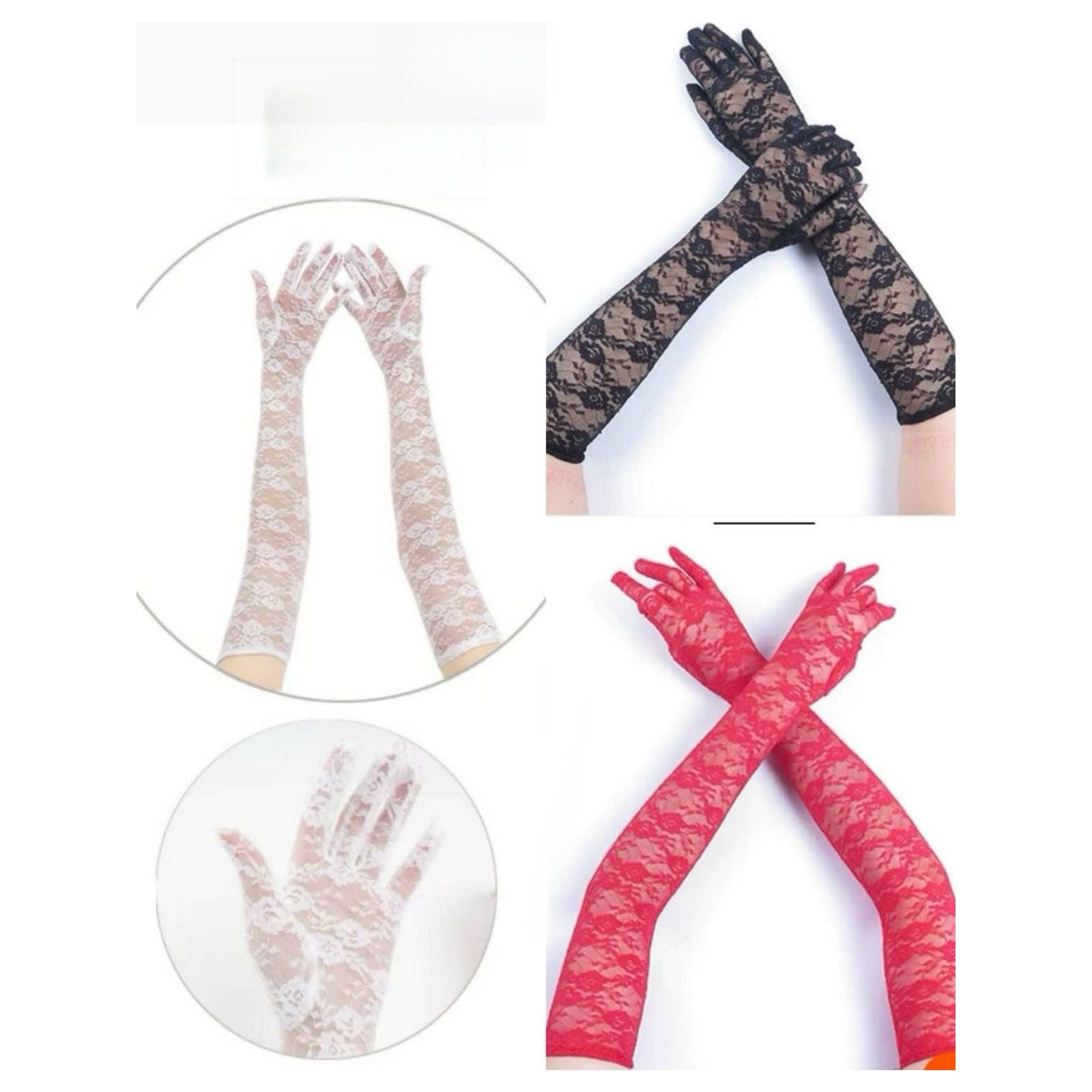 Vintage Mesh Exquisite Flower Pattern Lace Gloves