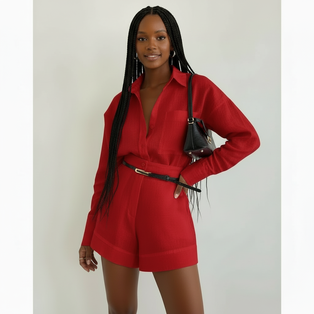 Long Sleeve Shirts And Mini Shorts Pants Sets